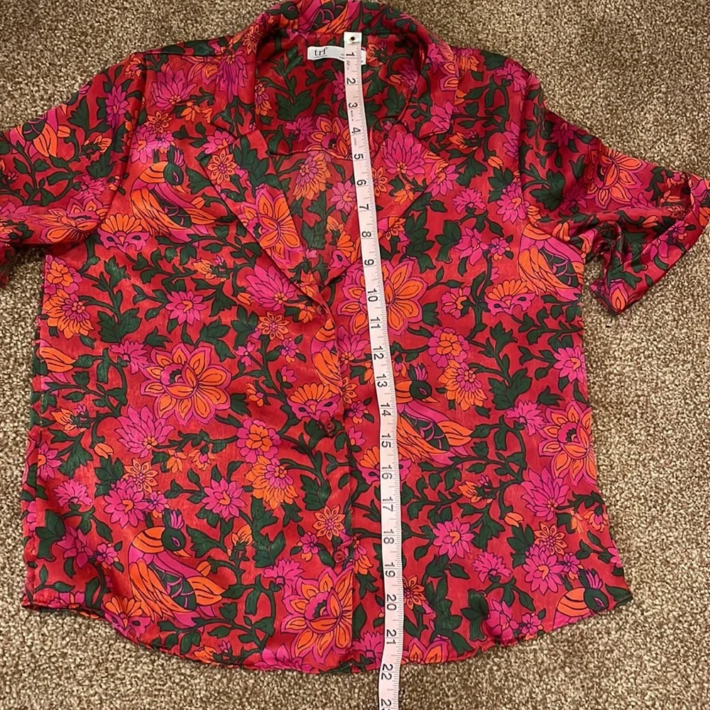 Zara Trf collection floral and bird print  camp shirt size S - Picture 10 of 10